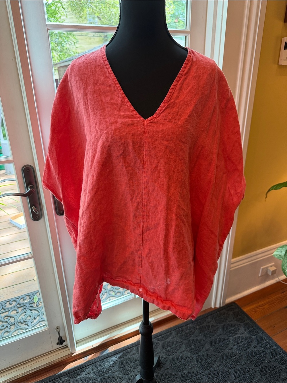 bryn Walker Coral V-Neck Linen Tunic